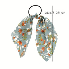 Hobo Floral Print Scarf Hair Tie Chiffon Hair Rope Elastic Hair Accessories