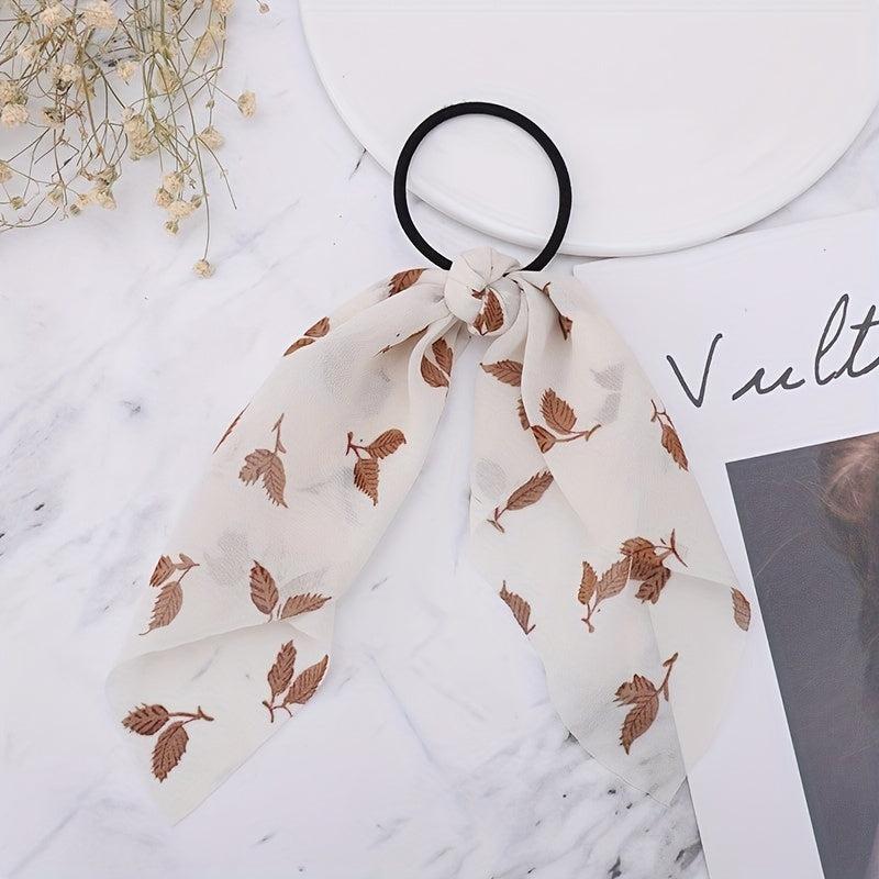 Hobo Floral Print Scarf Hair Tie Chiffon Hair Rope Elastic Hair Accessories