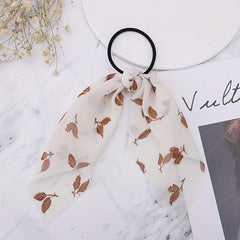 Hobo Floral Print Scarf Hair Tie Chiffon Hair Rope Elastic Hair Accessories
