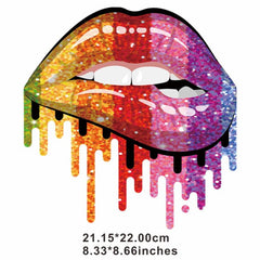Rainbow Lip Heat Transfer Stickers Iron On Washable Clothing DIY Accessories