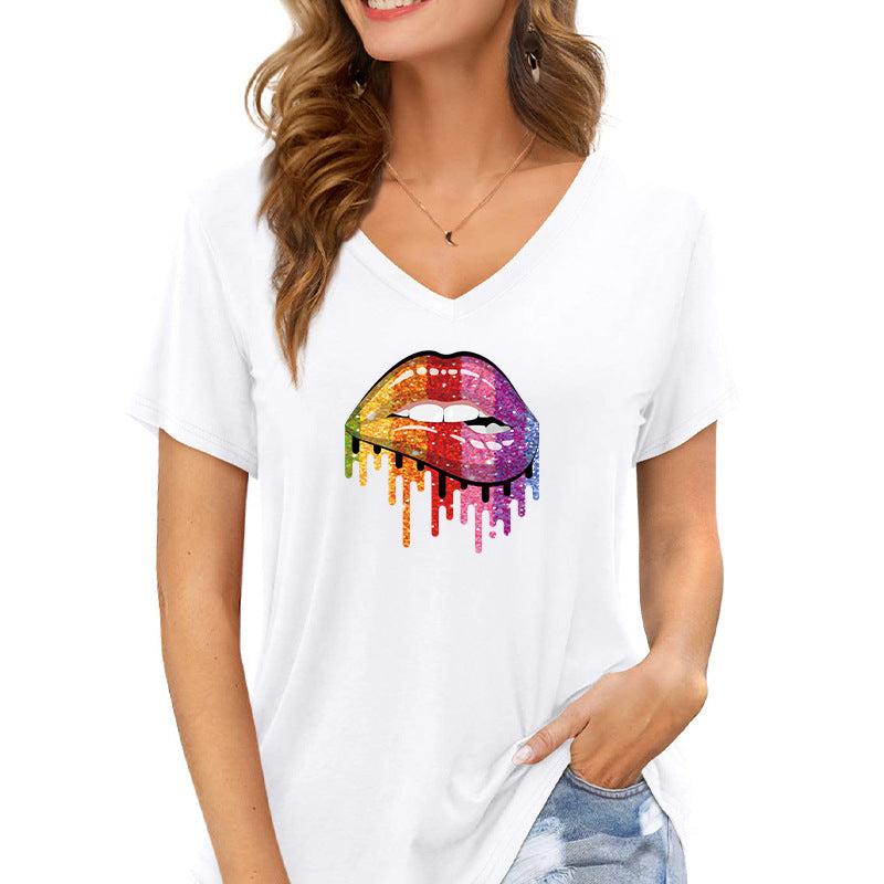 Rainbow Lip Heat Transfer Stickers Iron On Washable Clothing DIY Accessories