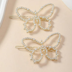 2pcs Faux Pearl Butterfly Hair Clips Hair Pins Hair Barrettes For Women