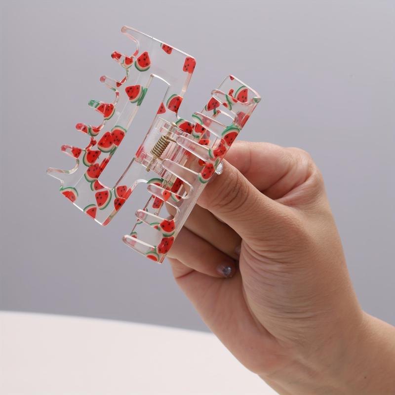 Watermelon Pattern Hair Clip Barrettes Rectangular Claw Clips For Women