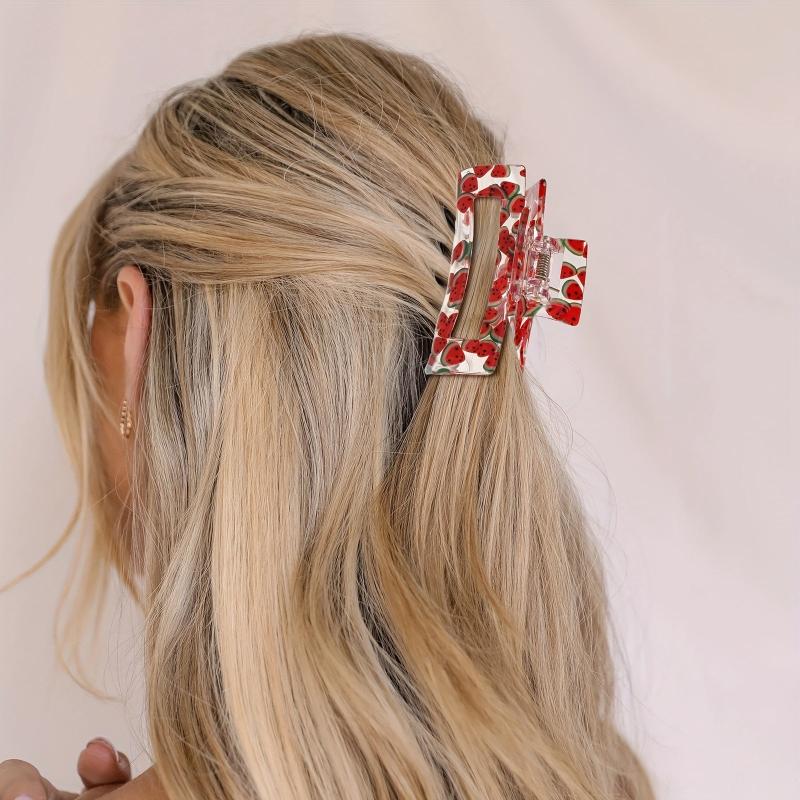 Watermelon Pattern Hair Clip Barrettes Rectangular Claw Clips For Women
