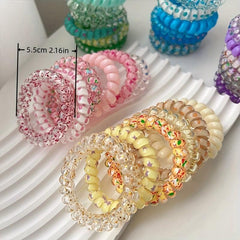 Candy Flower Print Spiral Hair Tie Jelly Hair Rope Sweet Ponytail Holder