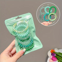 Candy Flower Print Spiral Hair Tie Jelly Hair Rope Sweet Ponytail Holder