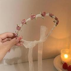 Pearl Headband Flower Wreath Hair Band for Women Girls