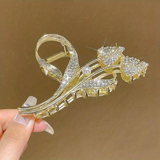 Jasmine Alloy Hair Claw Back Head Claw Rhinestone Jewelry Hair Accessories