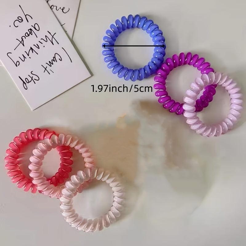 10pcs Rubber Spiral Hair Ties Elastic Hair Bands No Crease Coil