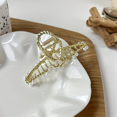 Flower Decor Hair Claw Banana Clip Hairgrip Non Slip Accessory