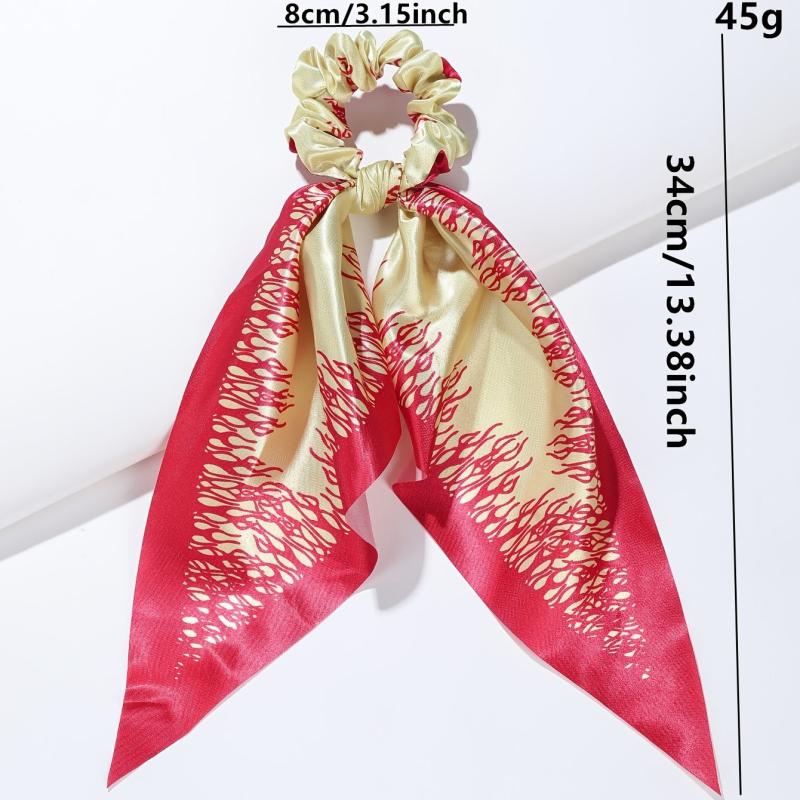 Anime Print Bowknot Hair Scarf Scrunchies Hair Tie Elastic Hair Ponytail