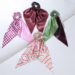 Anime Print Bowknot Hair Scarf Scrunchies Hair Tie Elastic Hair Ponytail