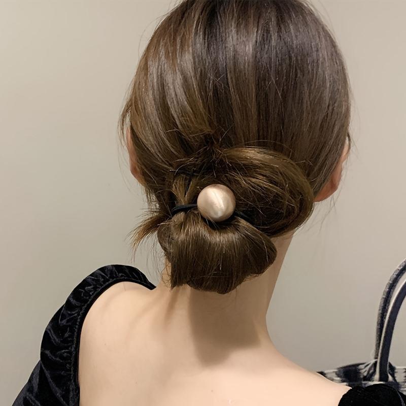 Minimalist Ball Decor Hair Tie Elastic Ponytail Holder Hair Styling Accessory