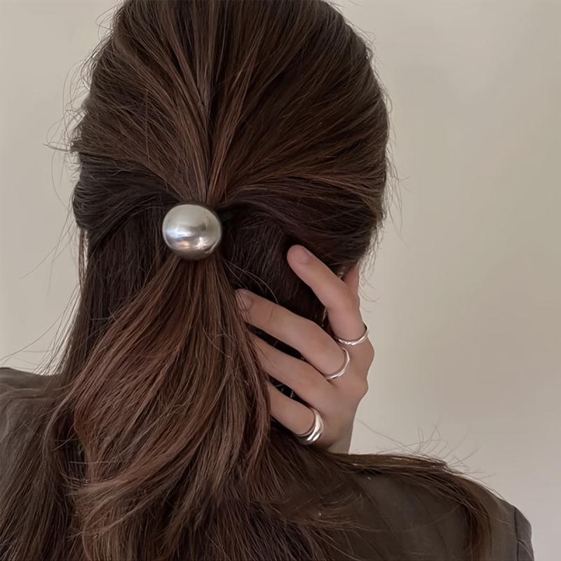 Minimalist Ball Decor Hair Tie Elastic Ponytail Holder Hair Styling Accessory