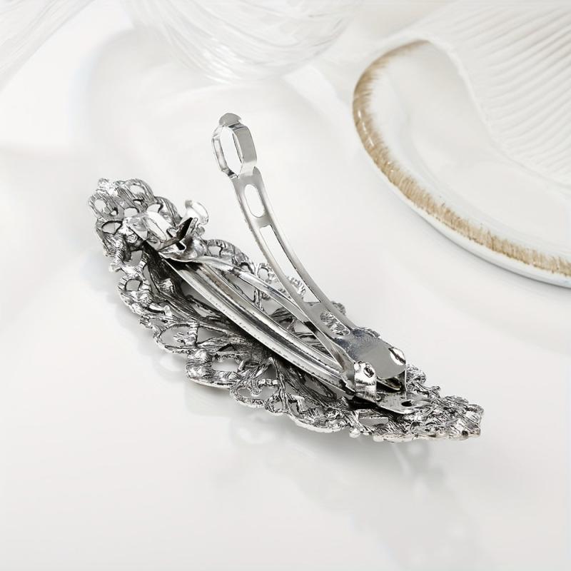 Silvery Four Leaf Clover Hair Clip French Barrette Women Hair Accessorie