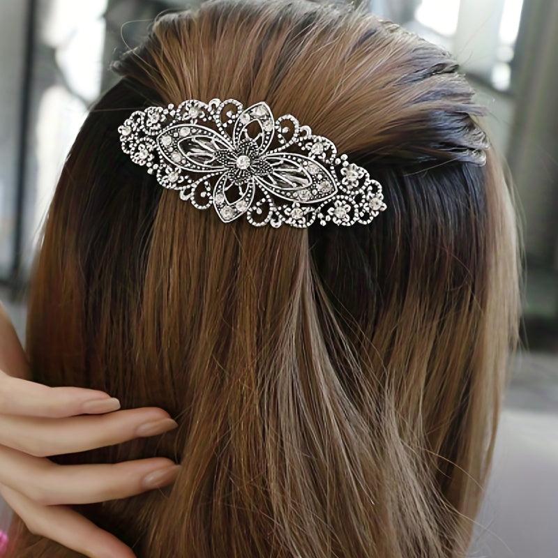 Silvery Four Leaf Clover Hair Clip French Barrette Women Hair Accessorie