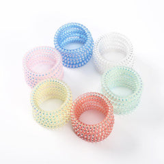 6PCS Spiral Hair Ties Colorful Elastic Hair Bands Plastic Rubber Bands