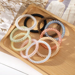 6PCS Spiral Hair Ties Colorful Elastic Hair Bands Plastic Rubber Bands