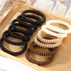 6PCS Spiral Hair Ties Colorful Elastic Hair Bands Plastic Rubber Bands