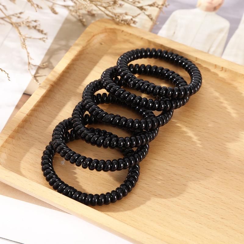 6PCS Spiral Hair Ties Colorful Elastic Hair Bands Plastic Rubber Bands