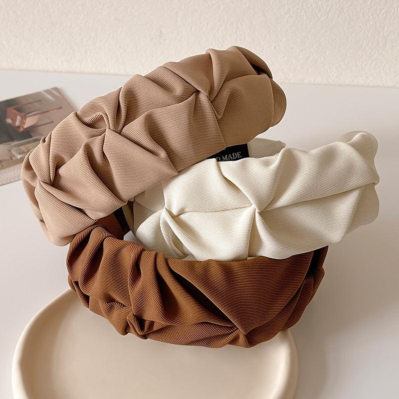 Wide Knot Hairbands Braided Ruched Hair Bands For Women's