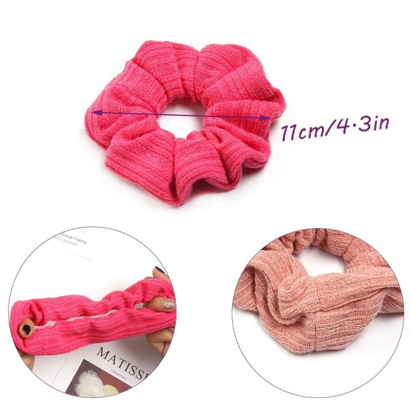 Knit Solid Elastic Scrunchie For Women Girls Sleep Soft Sc...