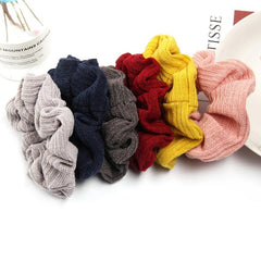 Knit Solid Elastic Scrunchie For Women Girls Sleep Soft Sc...