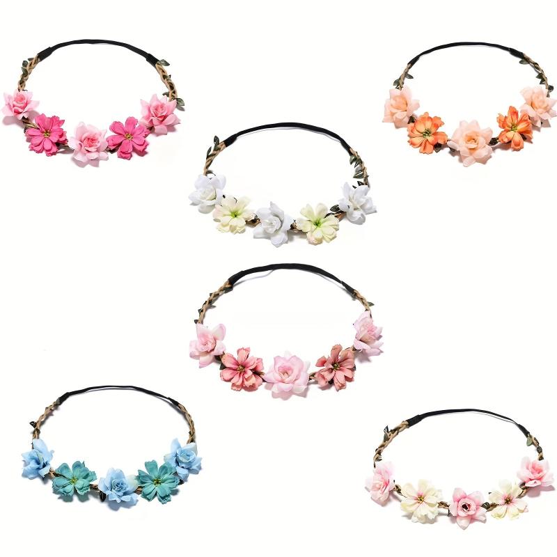 6pcs Flower Wreath Hair Band Boho Hair Accessories