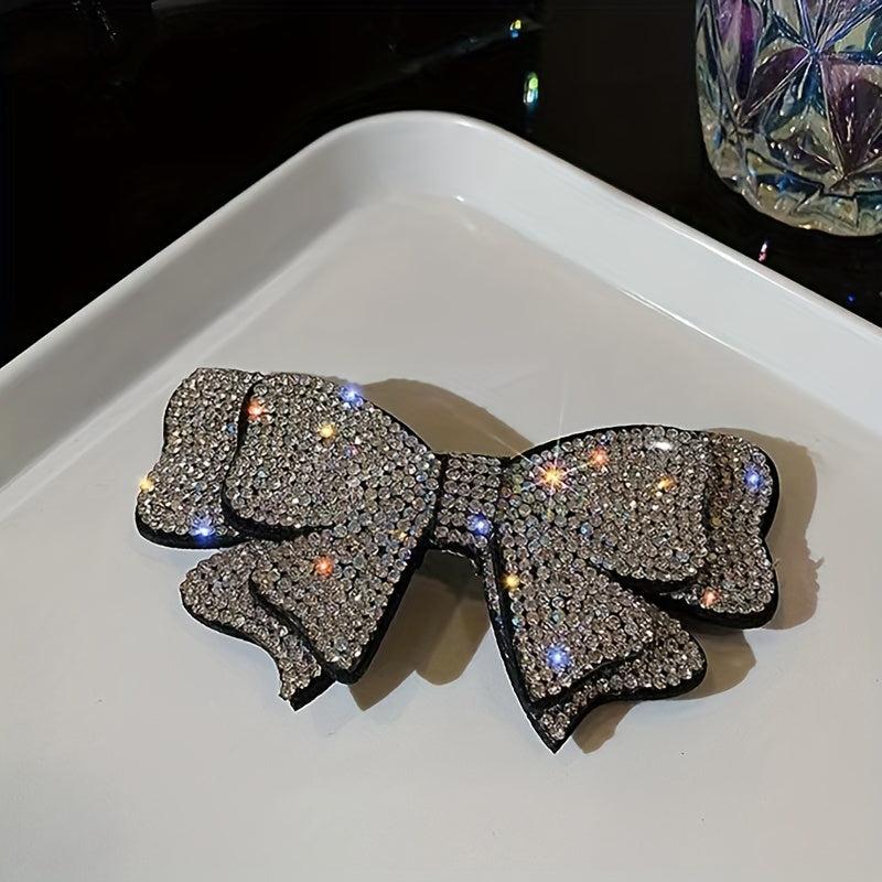 Rhinestone Bow Hair Clip Metal Barrette Hairpin