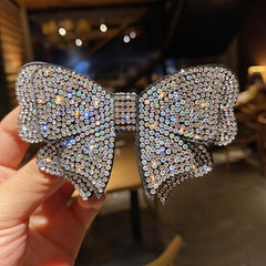 Rhinestone Bow Hair Clip Metal Barrette Hairpin