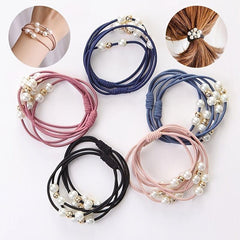 10pcs Faux Pearl Hair Ties Elastic Hair Bands Ropes Hair Elastics Scrunchies
