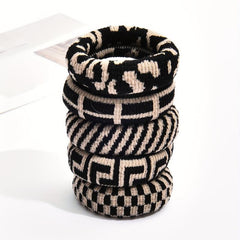 5pcs Plaid Hair Tie Elastic Wide Hair Ring Ponytail Holder