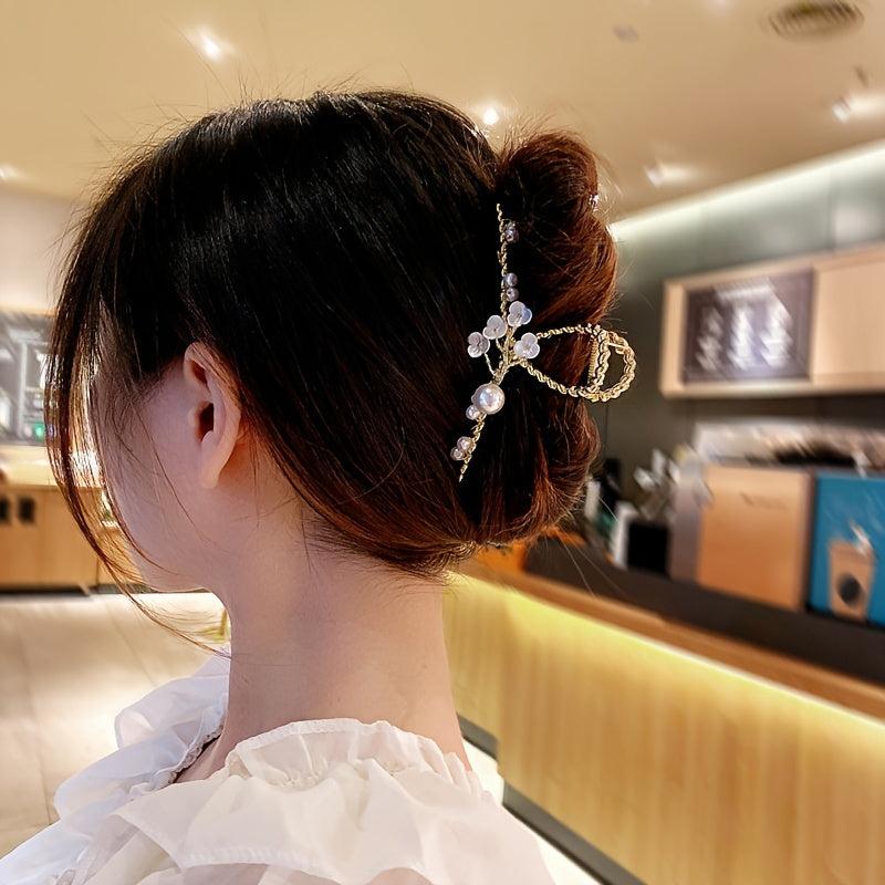 Large Metal Golden Flower Hair Claw Clips