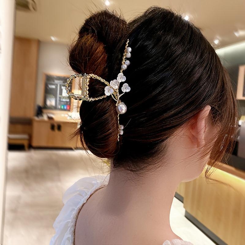 Large Metal Golden Flower Hair Claw Clips