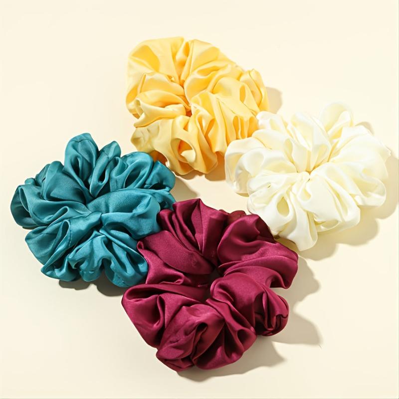 Oversized Satin Chiffon Hair Tie Multicolor Solid Large Hair Tie