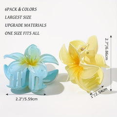 6 PCS Flower Hair Claw For Women Girls Kids Non-slip Hair Accessories