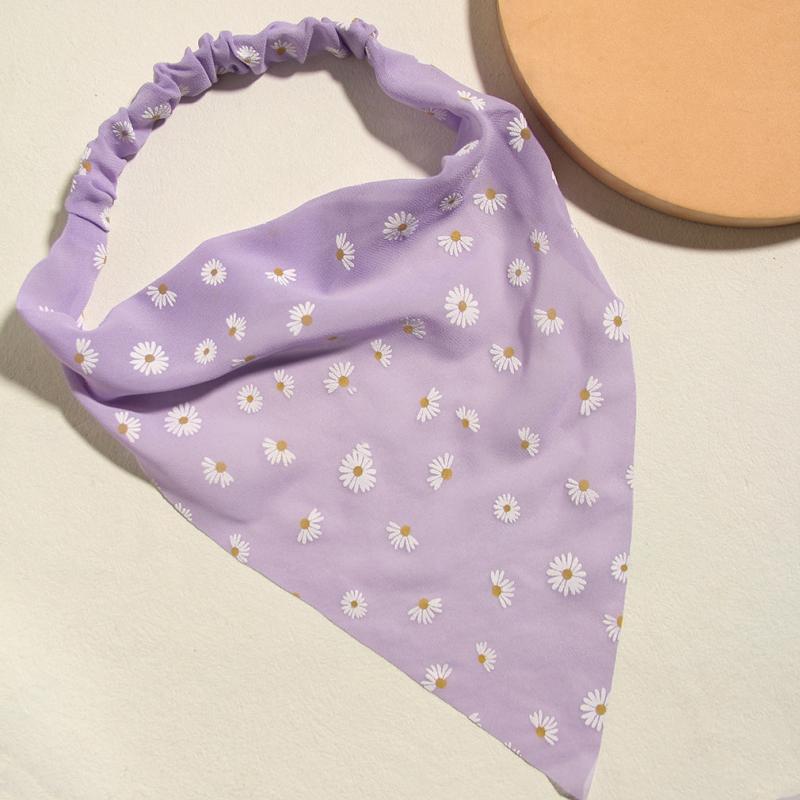 Daisy Print Headband Chiffon Scarf Hair Accessories