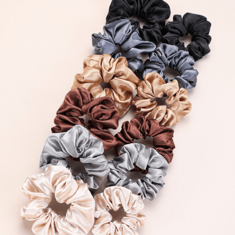 12pcs Silky Satin Scrunchies Large Scrunchies Colorful Hair Accessories