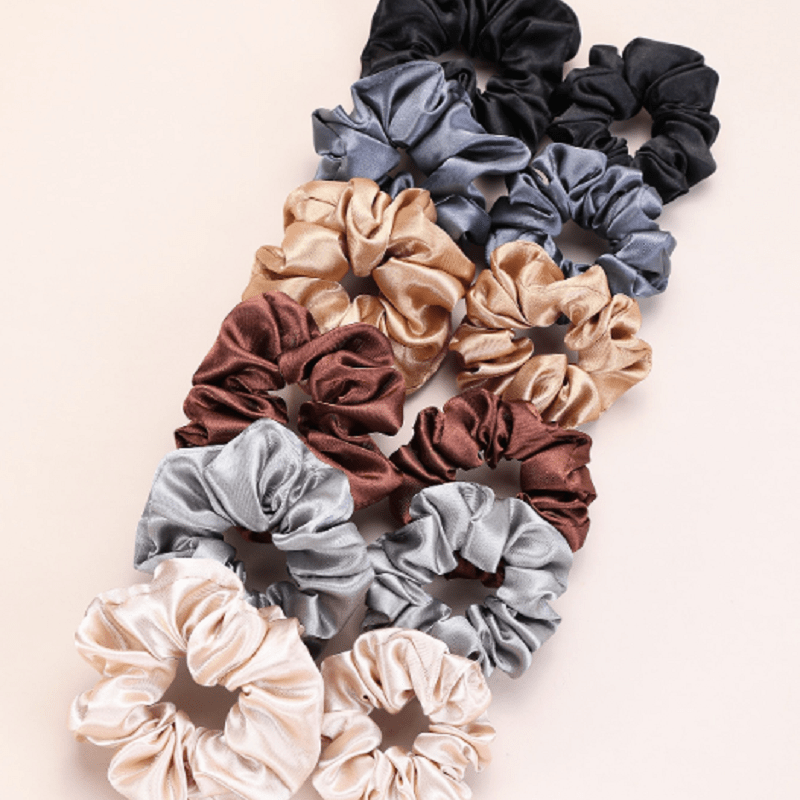 12pcs Silky Satin Scrunchies Large Scrunchies Colorful Hair Accessories