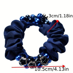Crystal Faux Pearl Head Rope Scrunchie Hair Tie