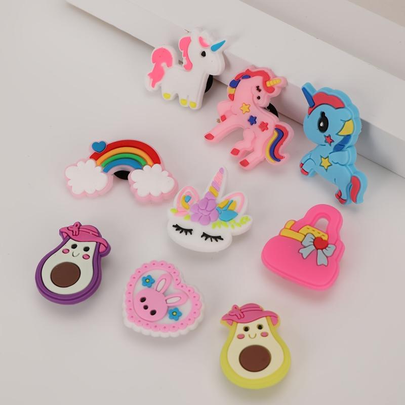 30pcs Unicorn Rainbow Avocado Shoe Charms for Women Girls