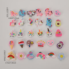 30pcs Unicorn Rainbow Avocado Shoe Charms for Women Girls