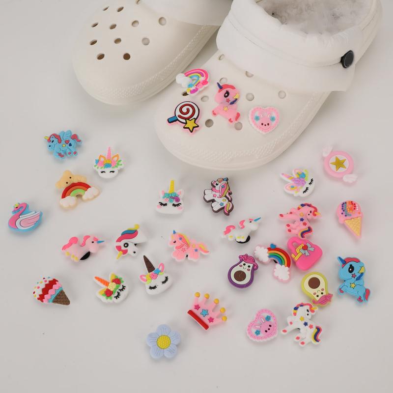 30pcs Unicorn Rainbow Avocado Shoe Charms for Women Girls