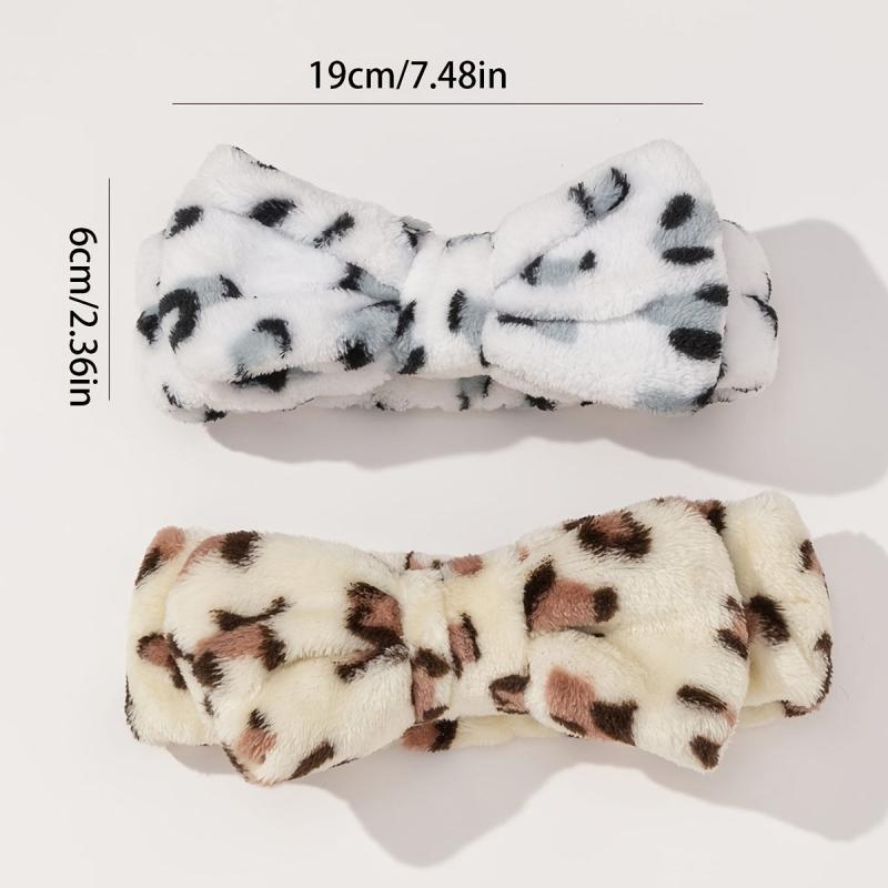 Leopard Print Coral Fleece Bowknot Headband Turban Headband