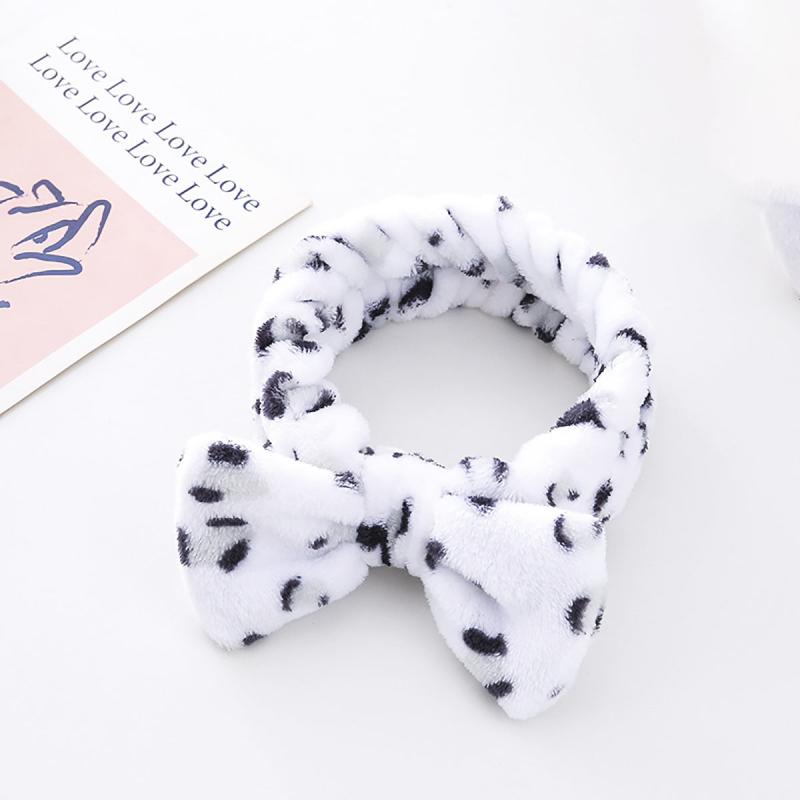 Leopard Print Coral Fleece Bowknot Headband Turban Headband