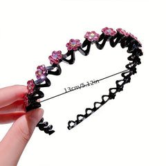 Wavy Rhinestone Hair Band for Women Girls Non-slip Hairband for Washing Skincare