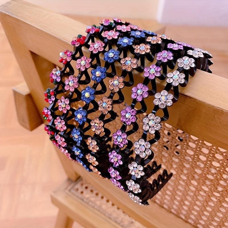 Wavy Rhinestone Hair Band for Women Girls Non-slip Hairband for Washing Skincare