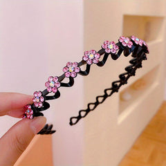 Wavy Rhinestone Hair Band for Women Girls Non-slip Hairband for Washing Skincare