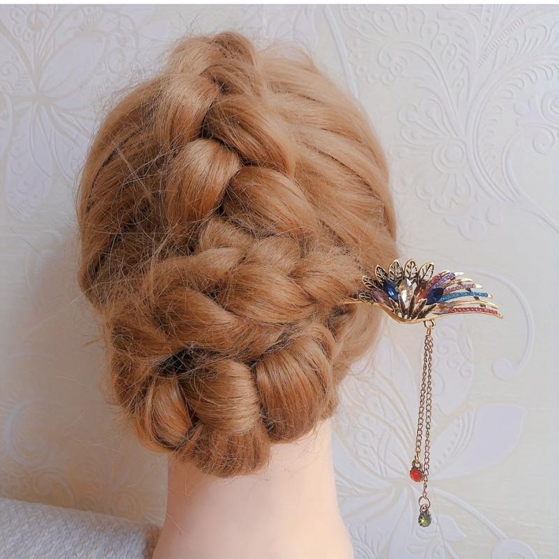 Phoenix Wings Rhinestone Hairpin Chinese Style Hair Stick Jewelry