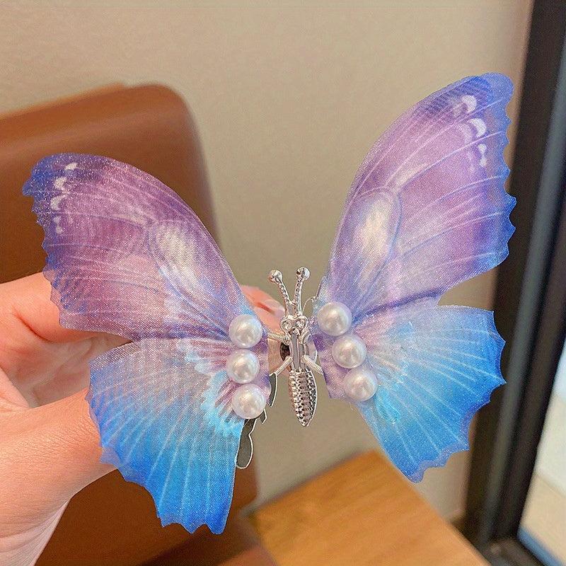 Y2K Butterfly Faux Pearl Hair Clip Head Jewelry